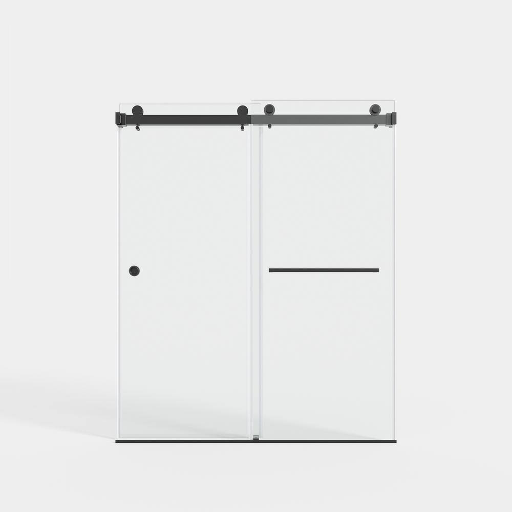 55-59 in. W x 72 in. H Sliding Frameless Shower Door in Matte Black Finish with Tempered Glass price history on PriceWatchPro