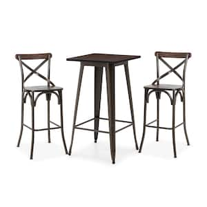 Rustic Steel Square Bar Table and Bar Stool Set