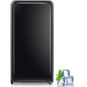 Mini Fridge with Freezer, 3.2 cu. ft. Vintage Refrigerator with Adjustable Removable Glass Shelves, Black