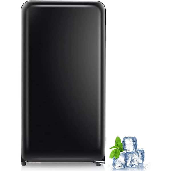 JEREMY CASS Mini Fridge with Freezer, 3.2 cu. ft. Vintage Refrigerator with Adjustable Removable Glass Shelves, Black