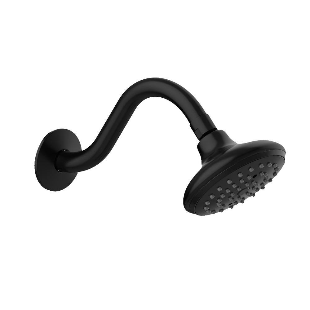 Matte Black Wall Mounted Shower Faucet Set with Valve