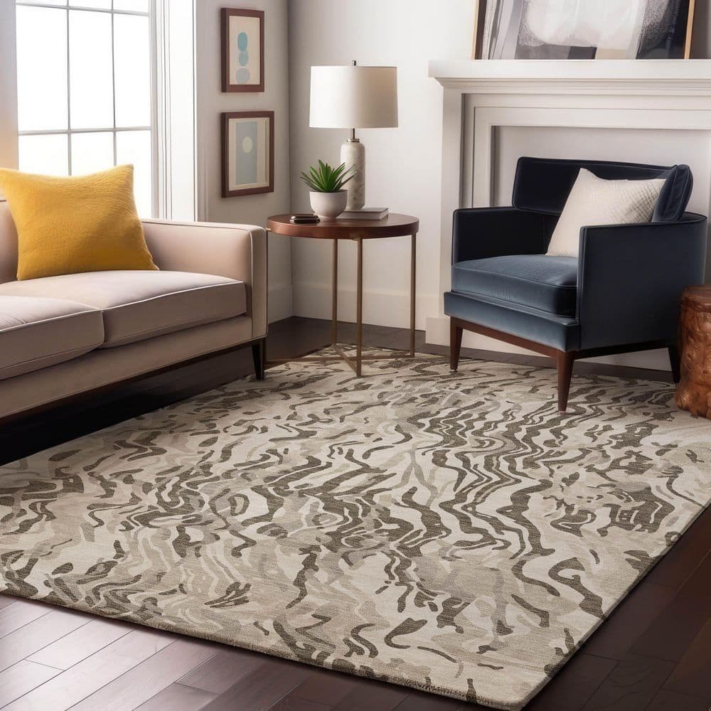 Mayfield Premium Machine Washable Abstract AMF1038 Ivory 10 ft. x 14 ft. Area Rug price history on PriceWatchPro