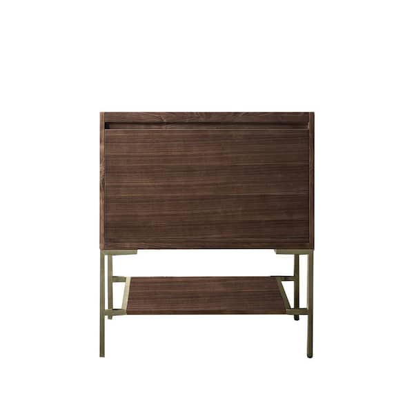 James Martin Vanities Mantova 31.5 in. W x 18.1 in. D x 35.4 in. H Single Bath Vanity Cabinet without Top in Mid-Century Walnut