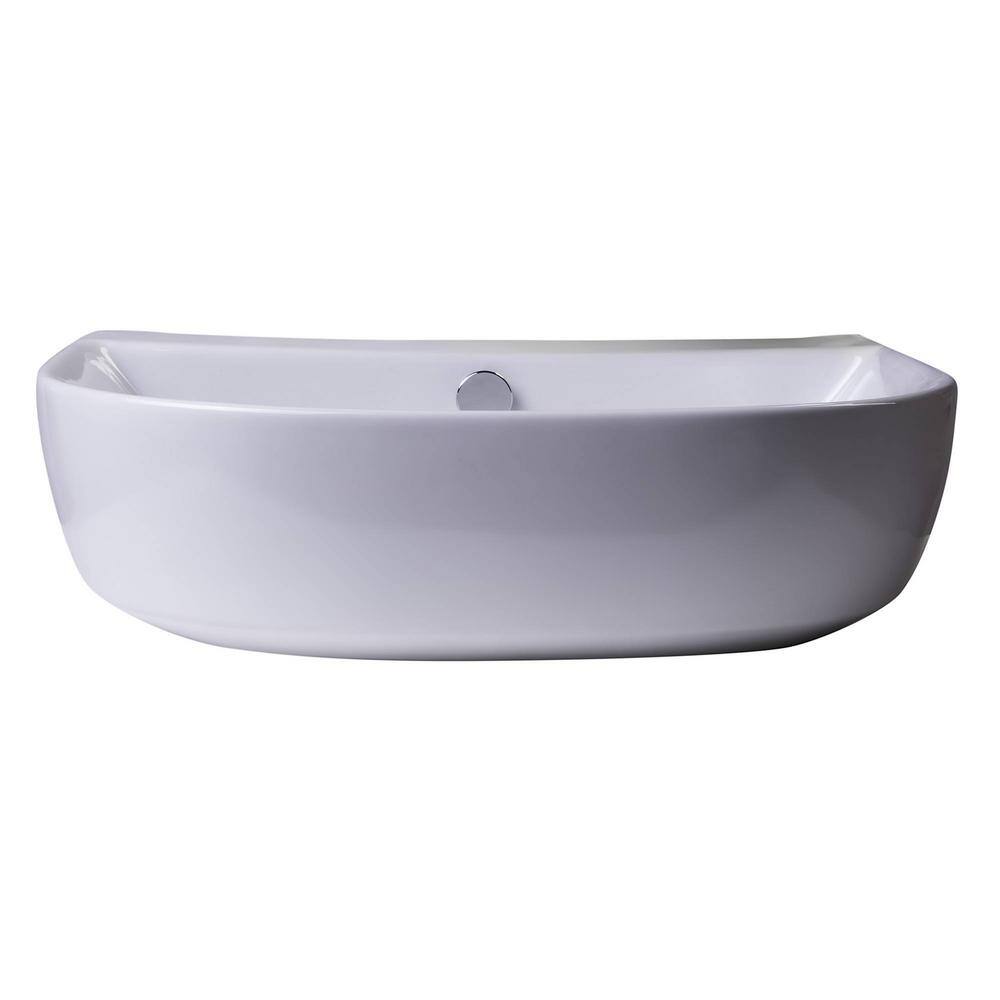 White Ceramic Wall-Mounted U-Shaped Bathroom Sink