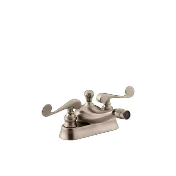 KOHLER Revival 2-Handle Bidet Faucet in Vibrant Brushed Bronze with Scroll Lever Handles