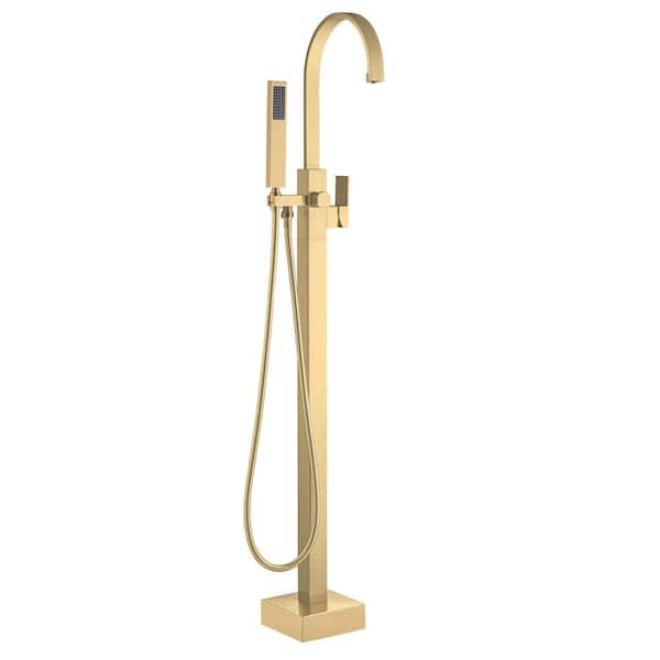 WOODBRIDGE Single-Handle Freestanding Tub Faucet with Hand Shower in Brushed Gold