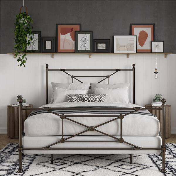 Dorel Living Leonardo Bronze Metal, Decorative Metal Bed Frame Queen