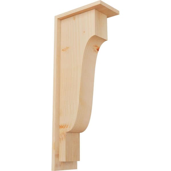 Ekena Millwork 5-1/2 in. x 10 in. x 26 in. Douglas Fir Newport Smooth Corbel with Backplate