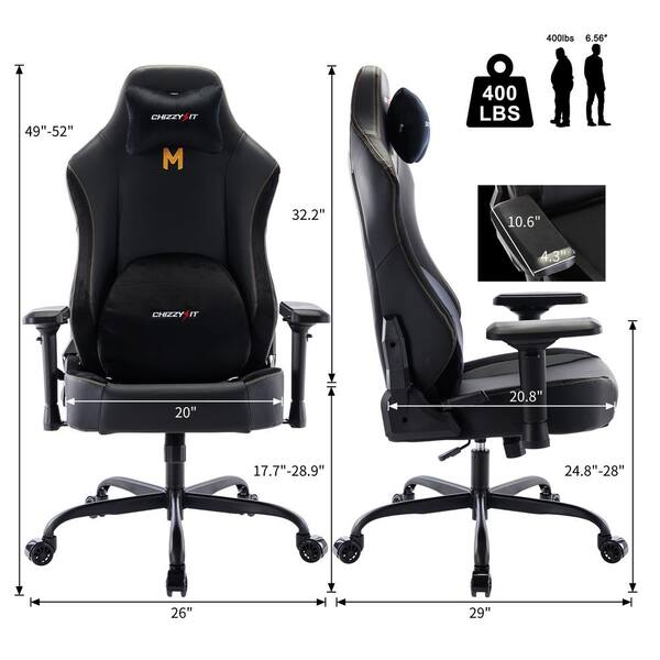 450lbs Massage Gaming Chair PC Office Chair with Massage Lumbar