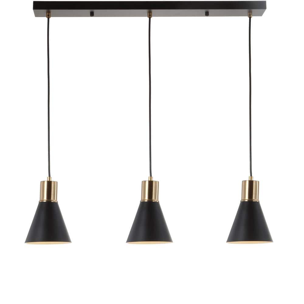 Apollo 33.5" Black and Brass Gold LED Pendant Light