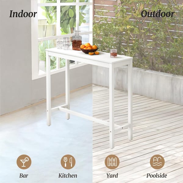 cozyman 45 in. White Solid Wood Counter Height Pub Table Set