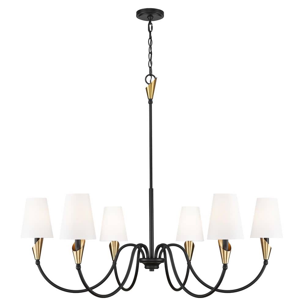 Claudelle 6 light Matte Black + Modern Gold Chandelier for Indoor Use with No Bulbs Included price history on PriceWatchPro