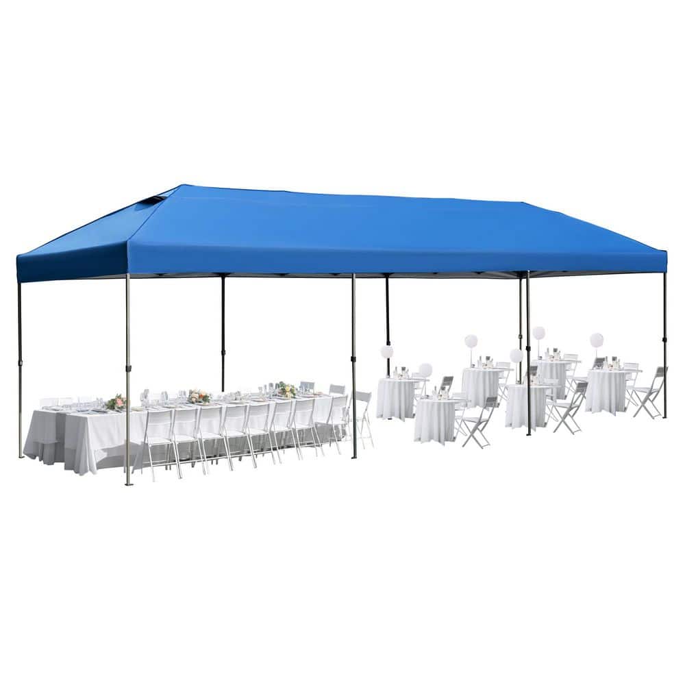 10 ft. x 30 ft. Blue Outdoor Pop Up Canopy, Heavy Duty Party Tent with Side
