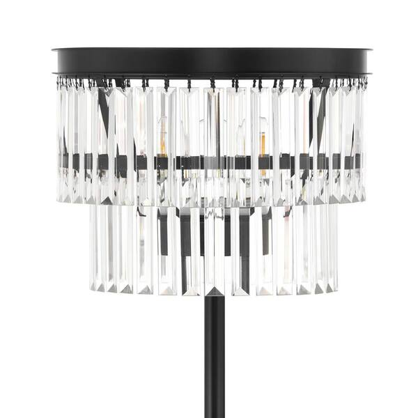 Hampton Bay North Falls 60 in. Black Floor Lamp with Crystal Shade