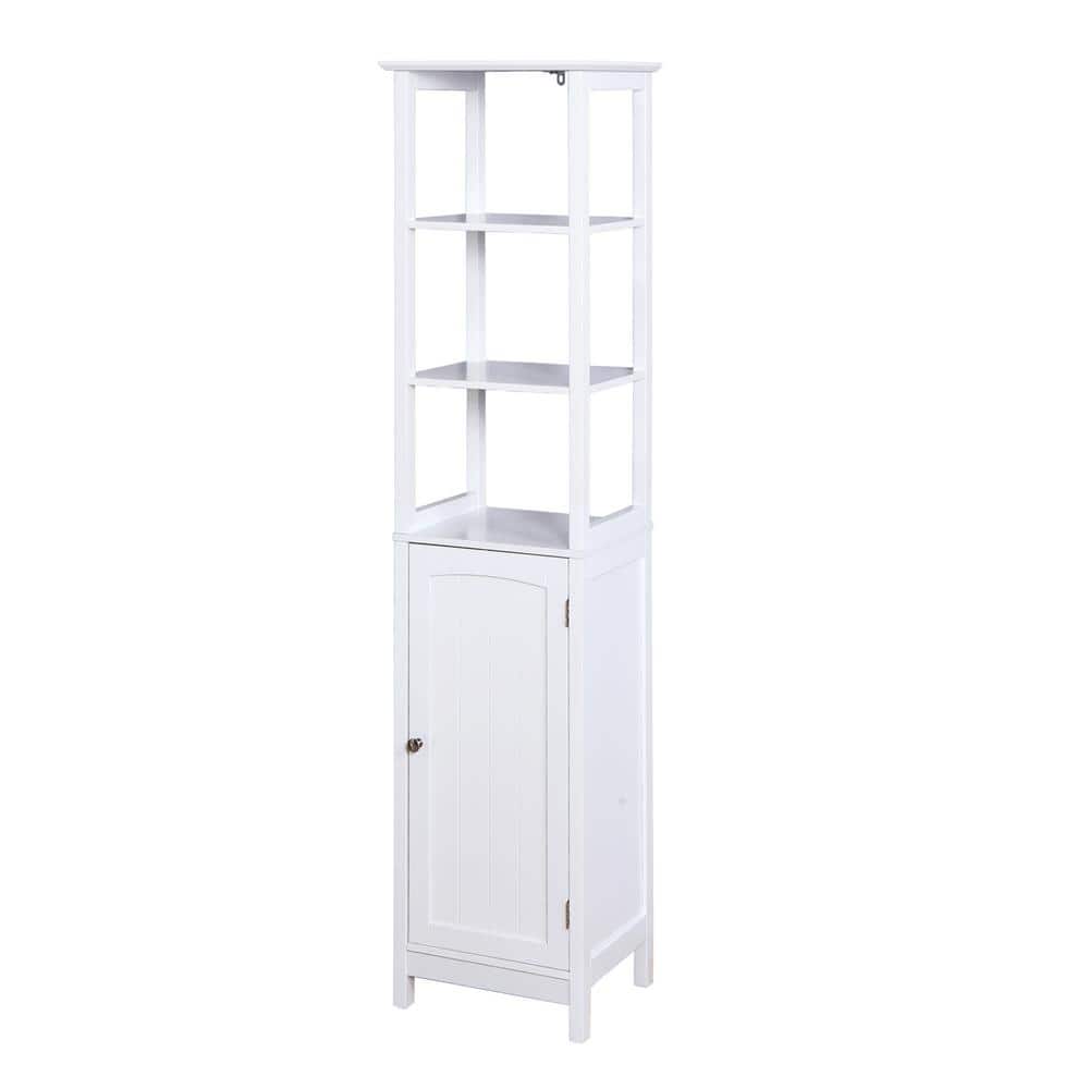 15.75 in. W x 12.6 in. D x 63 in. H Bathroom White Linen Cabinet