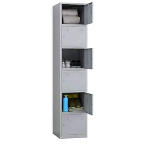 Storage Locker 6 Door with Keys Gray Locker Cabinet for Employees School Gym Dormitory 17 in. D x 15 in. W x 71 in. H