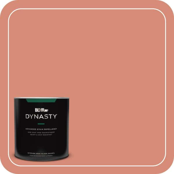BEHR DYNASTY 1 qt. #MQ4-32 Vintage Coral One-Coat Hide Semi-Gloss Enamel Interior Stain-Blocking Paint and Primer