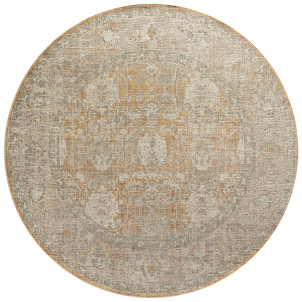 Chris Love Julia Rosemarie Gold / Sand 7 ft. 9 in. x 7 ft. 9 in. Round Traditional Area Rug