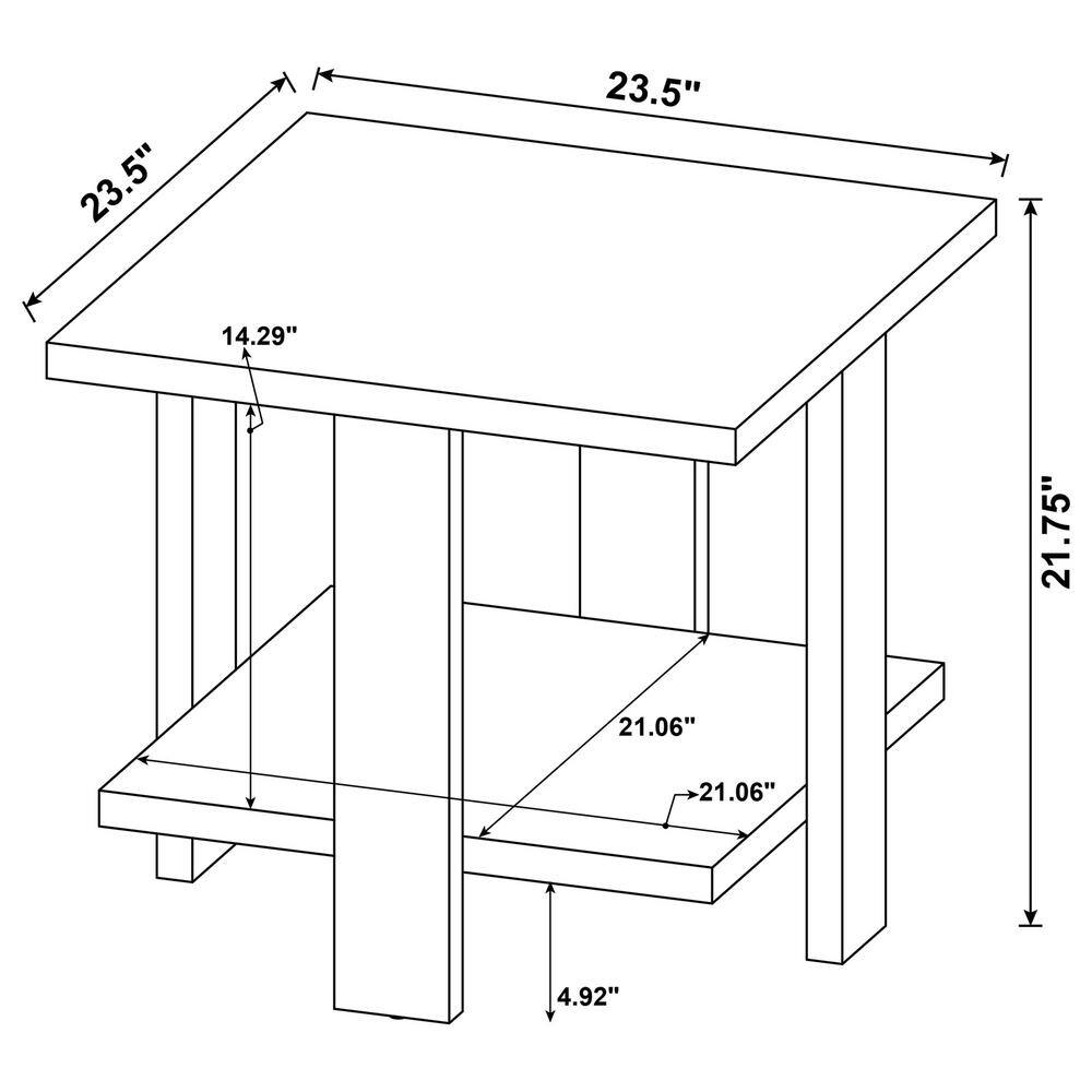Rustic Mango Brown Square Wood End Table with Shelf