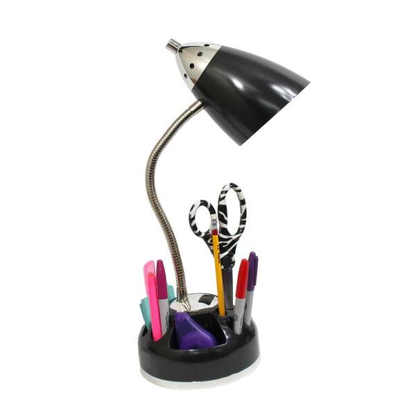 LimeLights 20 in. Black Organizer Desk Lamp with Charging Outlet