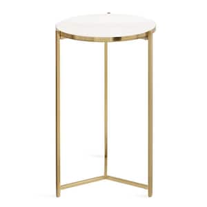 Aguilar 15 in. Gold Round Marble End Table