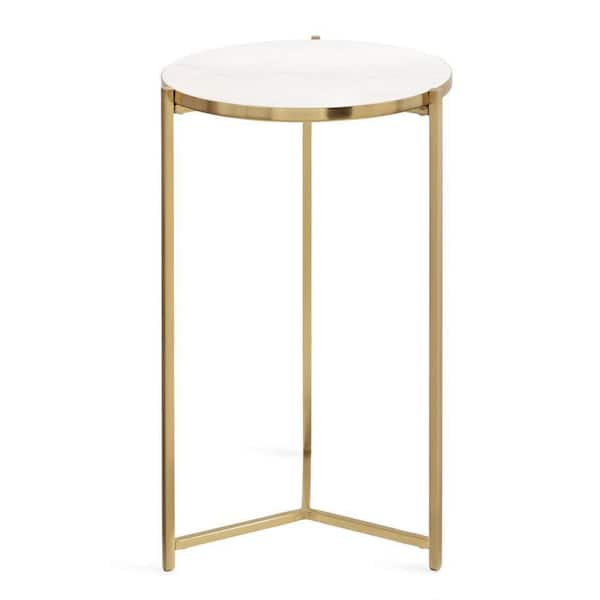 Aguilar 15 in. Gold Round Marble End Table