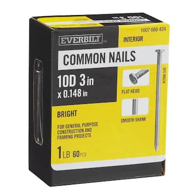 3 in. x 10D Bright Common Nails 1 lb. (60-Count)
