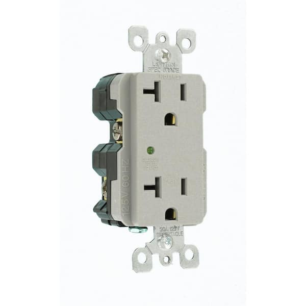 Decora Plus 20 Amp 125 V Surge Protective Duplex Outlet/Receptacle, Gray (1-Pack) 5380-GY