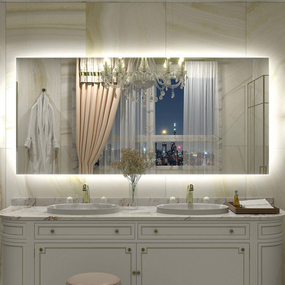 60 in. W x 28 in. H Rectangular Frameless UL Certified LED Backlited Anti-Fog Tempered Glass Wall Bathroom Vanity Mirror price history on PriceWatchPro