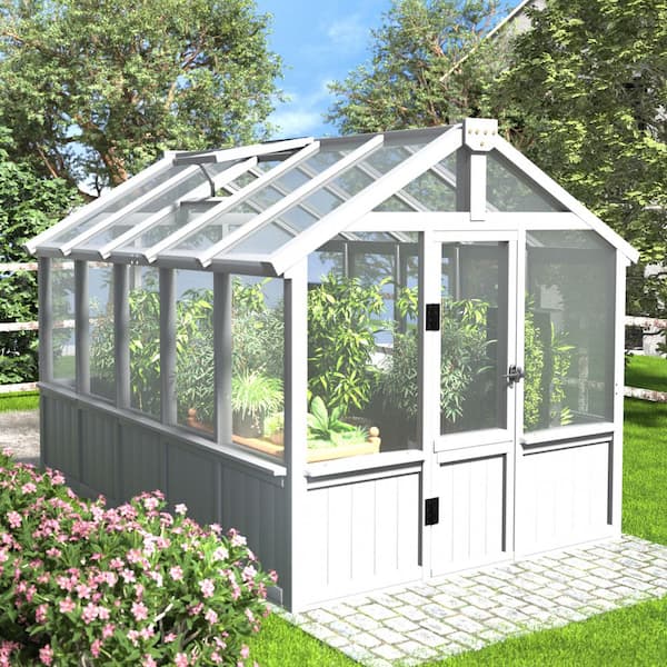 VEIKOUS 6 ft. x 10 ft. Cedar Wood White Garden Greenhouse with