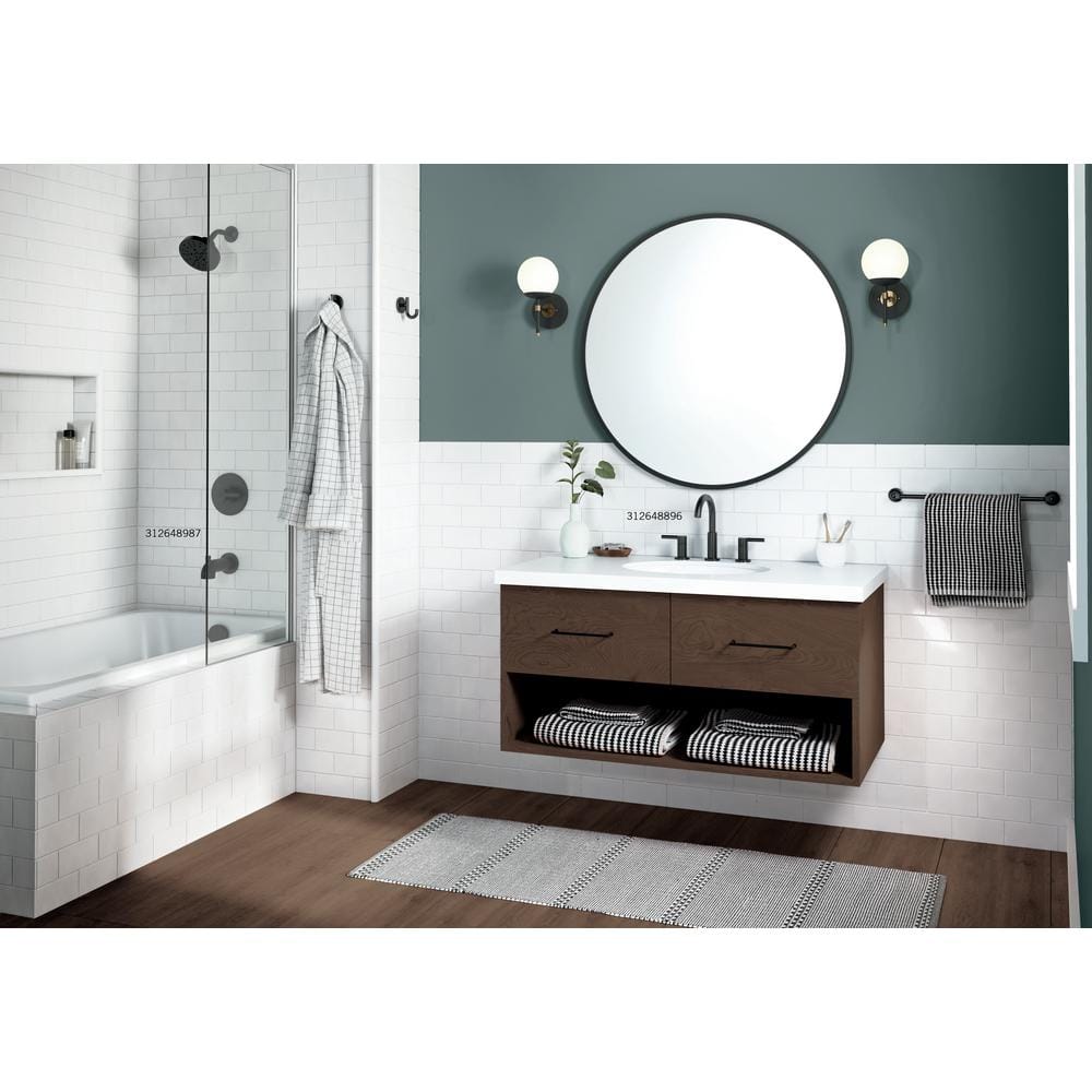 Delta Nicoli Matte Black 3-Hole Widespread Bathroom Faucet with Drain