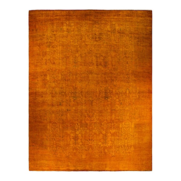Overdyed Yellow 15 ft. 3 in. x 12 ft. Wool Indoor Area Rug