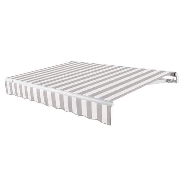 AWNTECH 12 ft. Maui Left Motorized Patio Retractable Awning (120 in. Projection) Gray/White