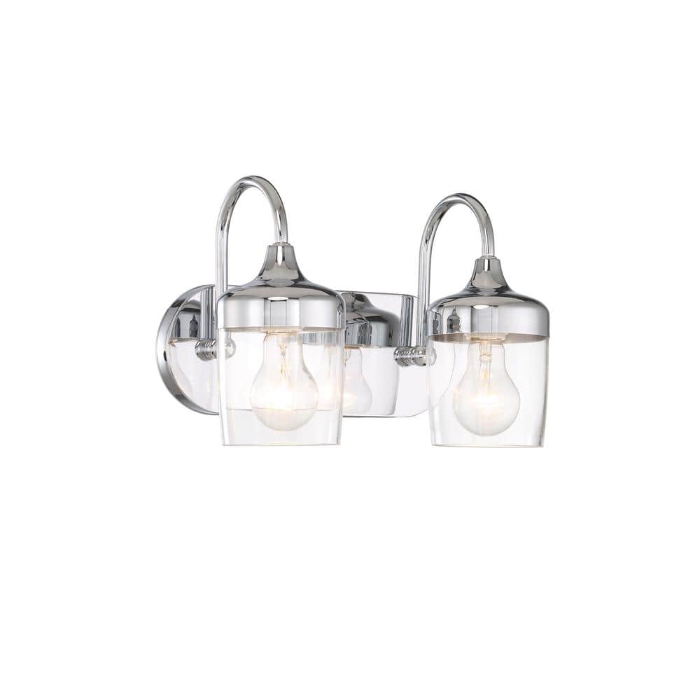 Wrenn 12.75" Chrome Vanity Light with Clear Glass Shades