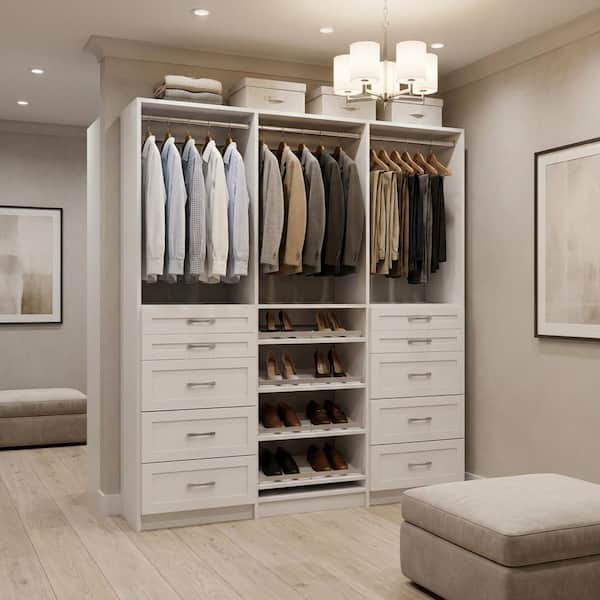 MODULAR CLOSETS Alto 93 in. W White Tower System Shaker 2 5-Drawer