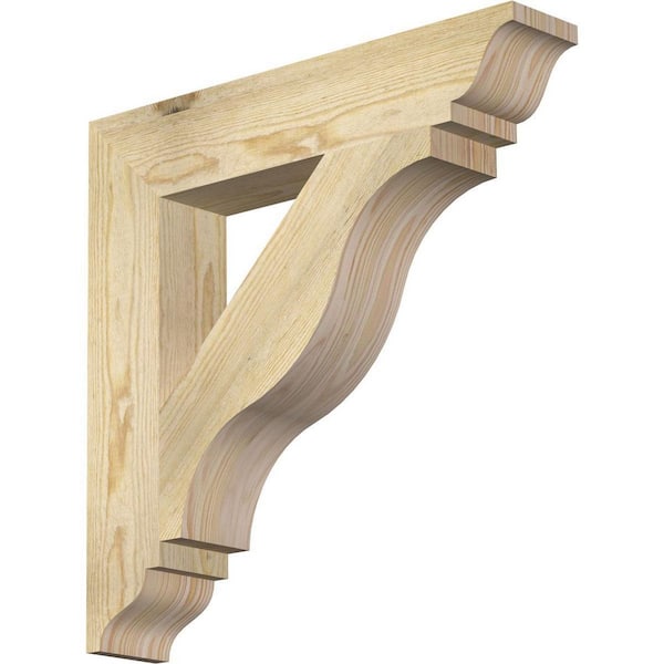 Ekena Millwork 4 in. x 22 in. x 22 in. Douglas Fir Funston Traditional Rough Sawn Bracket