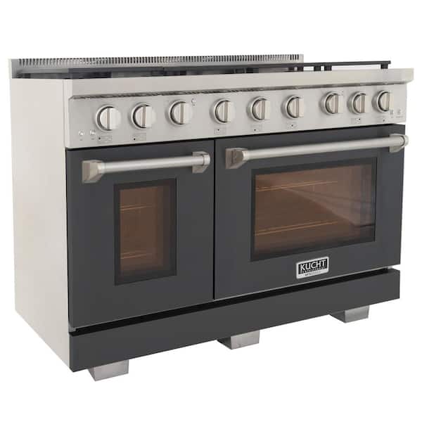 Professional 48 in. 6.7 cu. ft.Double Oven Gas Range 7 Burners Freestanding Natural Gas Range in Grey