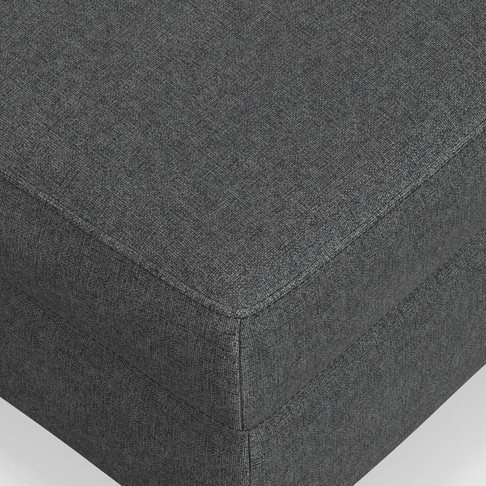 Ava Pebble Grey Upholstered Ottoman with Metal Legs