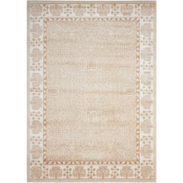 Nourison Euphoria Beige 5 ft. x 7 ft. Moroccan Traditional Area Rug