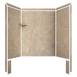 Royale 36 in. x 60 in. x 80 in. 11-Piece Easy Up Adhesive Alcove Bathtub/Shower Wall Surround in Alaskan Ivory