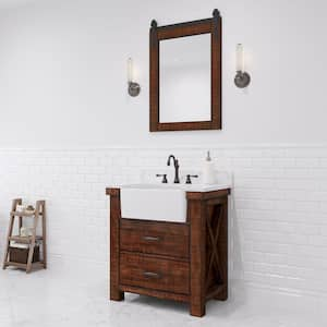 Paisley 31 in. W x 22 in. D Vanity in Rustic Sienna with Marble Vanity Top in White with White Basin and Mirror