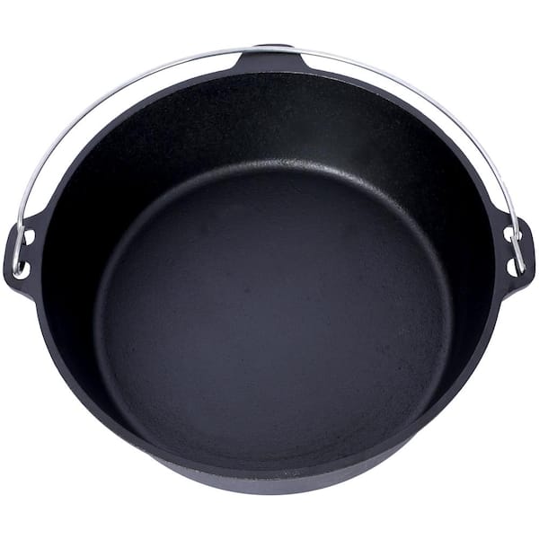 Cesicia 12 qt. Round Cast Iron Dutch Oven in Black with