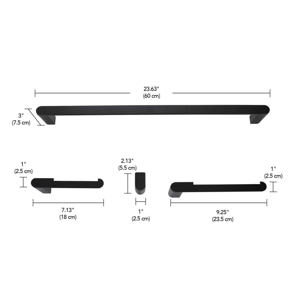 Matte Black Metal 4-Piece Bathroom Hardware Set
