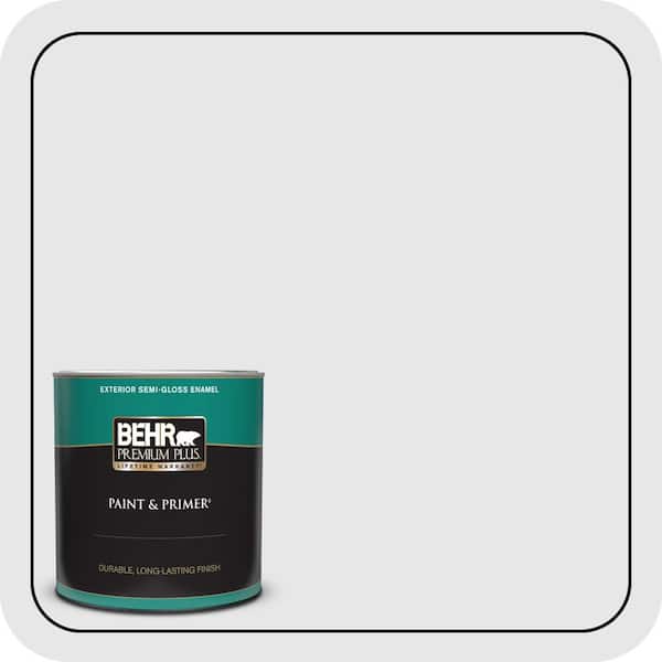 BEHR PREMIUM PLUS 1 qt. #PR-W09 Nimbus Cloud Semi-Gloss Enamel Exterior Paint & Primer