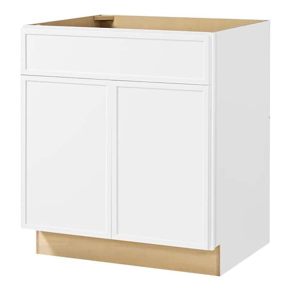 Leyton 30 in. W x 24 in. D x 34.5 in. H Ready to Assemble Plywood Slim Shaker Base Kitchen Cabinet in Alpine White