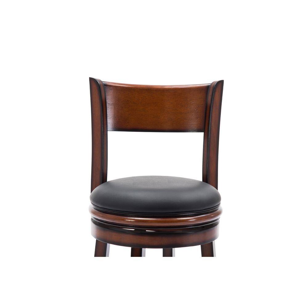 Palmetto 29" Brandy Brown Leather Swivel Counter Height Barstool
