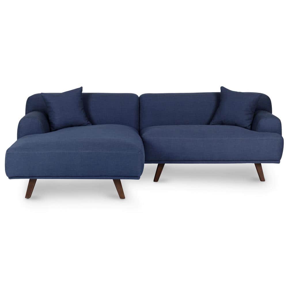 Poly and Bark 95 in. LeftFacing Sectional Sofa in Deep Blue LR