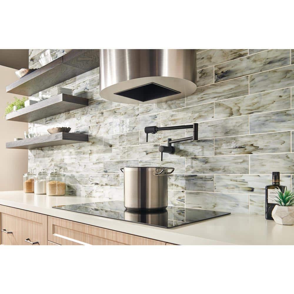 Matte Black Contemporary Wall Mount Pot Filler Faucet