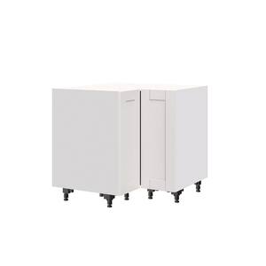 Shaker Assembled 36x34.5x24 in. Corner Base Cabinet with Lazy Susan Turn Table Accessory in Vanilla White