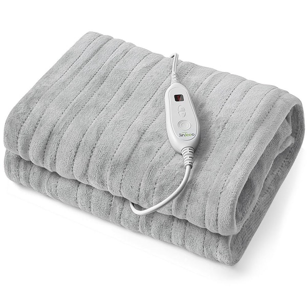 SERWALL Flannel Heated Throw Electric Blanket Blanket-DRGT-Grey - The Home  Depot